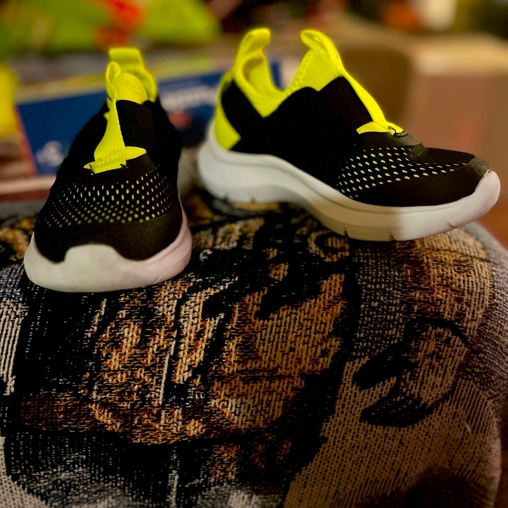 Black and Neon Yellow Athletic Sneakers